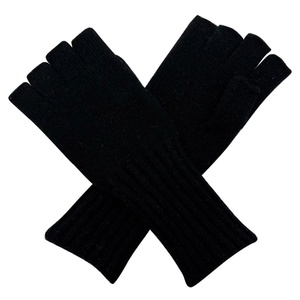Gants sans doigts personnalisés pour femmes gants tricotés sans doigts en acrylique pour l'<span class=keywords><strong>hiver</strong></span> gants chauds en cachemire pour femmes en tricot côtelé de couleur unie - Product Image 2