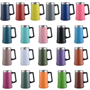 Gobelet à bière isotherme à double paroi en acier inoxydable 24 oz, avec poignée grand format thermolaquée, design classique, pour l'aventure - Product Image 1