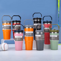 Grosir Massal Tumbler Stainless Steel 30 oz 20 oz yang Dapat Digunakan Kembali, Botol Termos untuk Perjalanan Luar Ruangan dan Olahraga dengan Sedotan Lipat