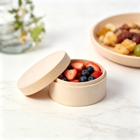 Boîte en bois ronde de 6,3 pouces, boîte cadeau en bois écologique de qualité alimentaire avec logo personnalisé pour l'emballage de gâteaux, de desserts et de vaisselle