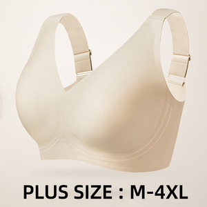 Sujetador sin costuras de talla grande 4XL para mujer, ropa interior moldeadora con realce de pecho y cuello <span class=keywords><strong>en</strong></span> V - Product Image 2