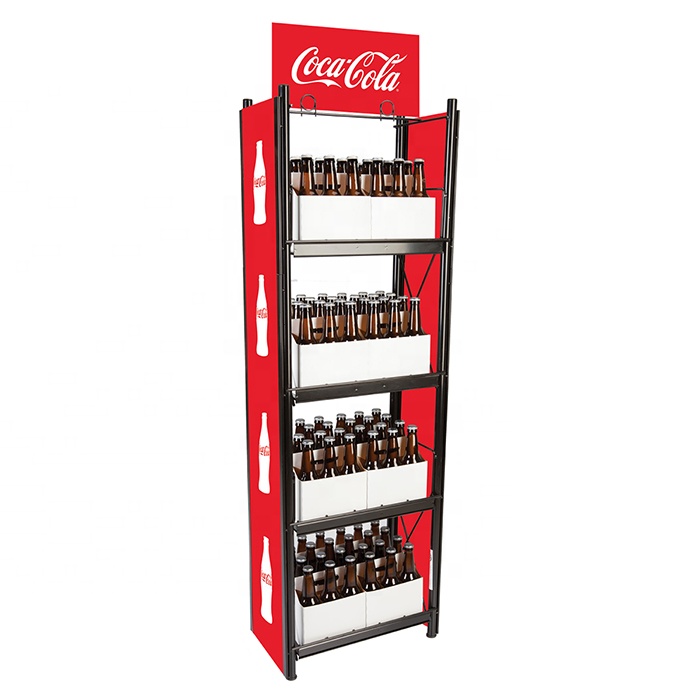 Многоэтажная напольная витрина для напитков, Металлическая Витрина для пивных бутылок, стеллажи для розничного магазина