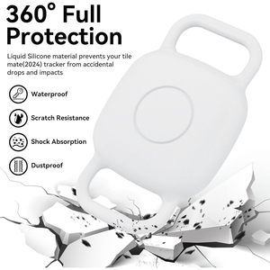 ที่ใส่ปลอกคอสุนัขกันน้ำสำหรับ Life360 Tile Mate Tracker แพ็ค 2 ชิ้น ฝาครอบซิลิโคนทนทาน ป้องกันการสูญหาย สีขาว ดีไซน์เรียบง่าย - Product Image 4