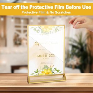 Bán Buôn Đôi Hai Mặt Vàng Acrylic Giữ Dấu 8.5X11 Hiển Thị Rõ Ràng Đứng Bảng Top Menu Flyer Chủ Cho Đám Cưới Các Bên - Product Image 5