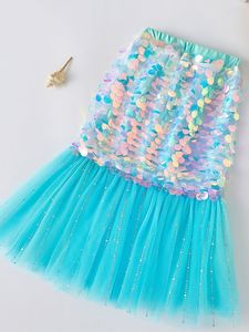 Jupe en queue de poisson sirène à paillettes pour filles <span class=keywords><strong>Ariel</strong></span> Princesse Robe sans bretelles Cartoon Anime Costumes pour enfants - Product Image 2