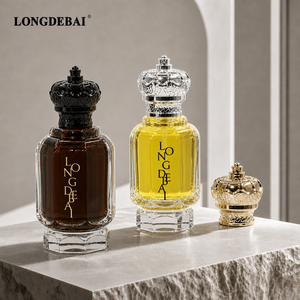 Luxury Octagonal Clear <b>Glass</b> Perfume Bottle 50ml 100ml Empty Refillable Fragrance <b>Spray</b> Perfume Bottle with Crown Cap - Product Image 2