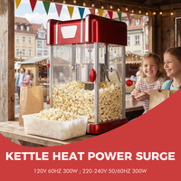 Machine à popcorn Red Kettle avec système de agitation, 10 tasses par lot, 300W, cuillère doseuse incluse