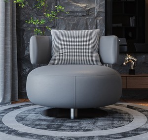 <span class=keywords><strong>Fauteuil</strong></span> pivotant de salon en cuir véritable et <span class=keywords><strong>tissu</strong></span> velours, style nordique moderne et luxueux pour chambre à coucher et hôtel - Product Image 5