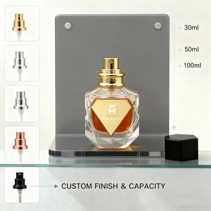 ขวดน้ำหอมแก้วใสหรูหรา ขนาด 30 มล. 50 มล. 100 มล. พร้อมฝาฉีดสีทอง/สีเงิน - Product Image 3