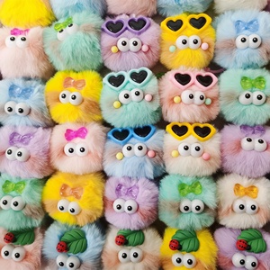 Porte-clés Kawaii <span class=keywords><strong>en</strong></span> fausse <span class=keywords><strong>fourrure</strong></span> avec <span class=keywords><strong>pompon</strong></span>, monstre aux grands yeux, jouet <span class=keywords><strong>en</strong></span> peluche doux, breloque de sac, pendentif boule <span class=keywords><strong>en</strong></span> peluche colorée et moelleuse, cadeau pour fille, 1 pièce - Product Image 2