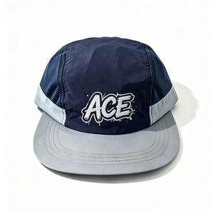 ACE Graffiti Printed Canvas 5 Panel Camp Cap Navy Grey Quick Dry Mesh Panel Sports Travel Outdoor Unisex - Product Image 5