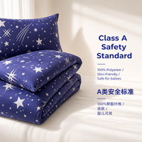 Ensemble de literie en microfibre réversible 4 pièces, imprimé étoiles, ensemble de draps rafraîchissants, qualité hôtelière de luxe, linge de lit de classe A pour bébé