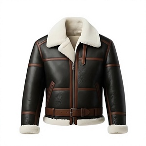 Veste en cuir vintage pour homme, conçue sur mesure, style motard, mode streetwear, avec fourrure intérieure, chaude et respirante pour l'hiver - Product Image 5
