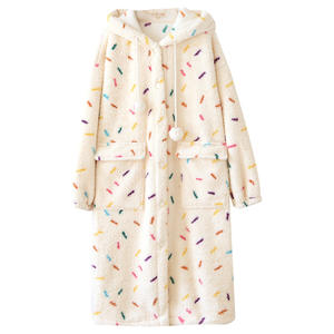 Pigiama Invernale <span class=keywords><strong>da</strong></span> Donna Personalizzato, Dolce Colore a Pois, Foderato in Pile Corallo, con Cappuccio, Ispessito, Taglia Grande, Abbigliamento per Casa - Product Image 5