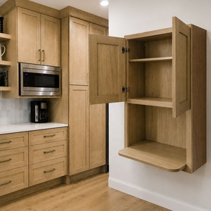 Armoire de cuisine RTA avec micro-ondes et rangement |   Meubles de cuisine en vrac pour appartements |   Armoires de cuisine en chêne blanc prêtes à assembler - Product Image 1