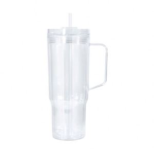 Botella de agua de plástico de doble capa de 40 oz, libre de BPA, de grado alimenticio, gran capacidad, DIY, tipo globo de nieve, con pajita y tapón - Product Image 1