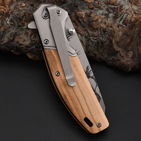 Hot Sale Custom Patroon Cm98 Fruit Mes Outdoor Survival Tactisch Met Houten Handvat Duurzame Metalen Constructie