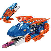 TOPSKY TOYS Camión de Juguete de Dinosaurios 2 en 1, Vehículo de Transporte y Almacenamiento, de Plástico con Fricción, Set de 6 Piezas, con Funciones de Catapulta y Transformación, Escala 1:32