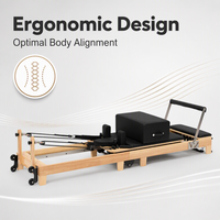 Reformer de Pilates en bois de chêne pliable rapidement avec roues, certifié CE, équipement d'exercice facile à ranger pour la maison et la salle de sport