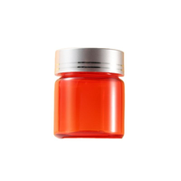 Bouteille en plastique PET rouge personnalisée de 30 ml (1 oz) pour capsules, petite bouteille à médicaments avec couvercles noirs à double ligne pour pilules et médicaments