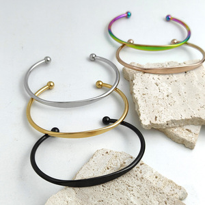 Luxury Geometric Open-Design Gold Plated Stainless Steel Cuffs Fashionable Trendy Unisex Office Anniversary Gifting <b>Bangles</b> - Product Image 2