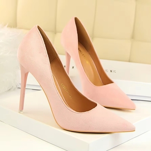Escarpins en daim <span class=keywords><strong>beige</strong></span> à talon aiguille pour femme 2025, bout pointu, talons hauts, semelle intérieure confortable, chaussures habillées pour le bureau, les mariages et les soirées - Product Image 3