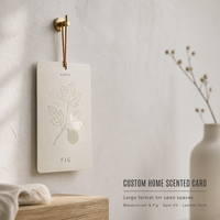 Carte parfumée pour la maison, faible MOQ, carte en papier personnalisée avec gaufrage UV et cordon en cuir pour salle de bain et entrée, cartes parfumées
