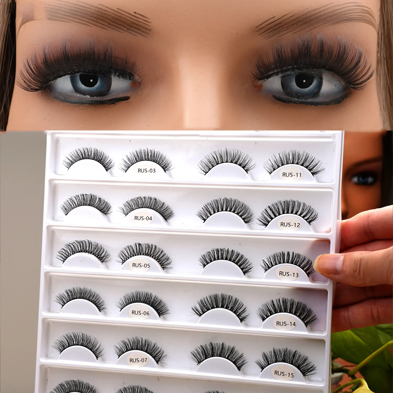 15mm Volume Russian Curl Lashes Full Strip Eyelashes Customize Your Own Strip Lash False Eyelash Suppliers