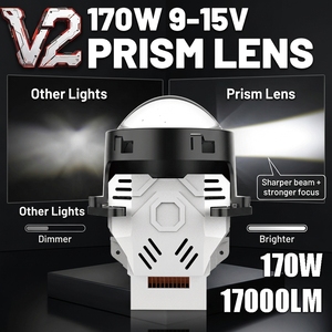 Nuovo Arrivo V2 170W 17000LM Lente <span class=keywords><strong>a</strong></span> Prisma 6000K Canbus IP68 Doppie Ventole di Raffreddamento Accessori Auto Lente Proiettore Bi-<span class=keywords><strong>LED</strong></span> per Auto Jeep - Product Image 1