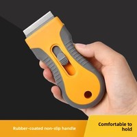 Couteau grattoir métallique à clipser avec revêtement en caoutchouc, multifonctionnel, pour décoller la colle, applicateur de film pour téléphones et vitres de voiture, cuisine
