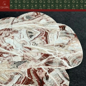 <span class=keywords><strong>โต๊ะ</strong></span>กาแฟ<span class=keywords><strong>หิน</strong></span>อ่อนลายแดงรูปทรงกลีบดอกไม้ GOLDKING สไตล์ร่วมสมัยสำหรับห้องนั่งเล่น ขัดเงาด้วยมือ รับผลิตแบบ OEM ODM โดยตรง - Product Image 3