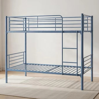 Lit superposé en métal robuste, taille double, avec barrières de sécurité et échelle, gain de place pour écoles, auberges et appartements
