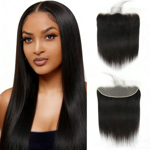 Cabello Humano Virgen Remy Tejido a Mano con Cierre Frontal de Encaje Transparente HD 13x4, Color Negro Natural, Peluca al por Mayor - Product Image 1