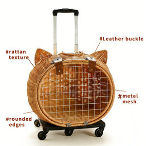 Sac de voyage portable pour animaux de compagnie en rotin <span class=keywords><strong>avec</strong></span> roulettes - Product Image 4
