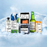 Étiquette en papier synthétique thermique de qualité alimentaire pour l'emballage des aliments, des boissons et des médicaments, résistante au froid et à la congélation, avec adhésif