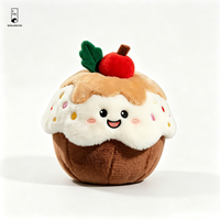 Peluche Cupcake Cerise Kawaii avec Visage Souriant, Coussin en Peluche Doux, Décoration de Canapé, Cadeau d'Anniversaire pour Enfants
