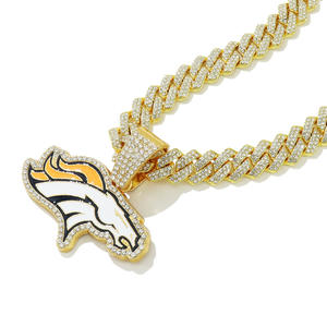 Personalizado Campeón Colgante Diamante tachonado Aceite Pintado <span class=keywords><strong>Mustang</strong></span> NFL Colgante Punk Hip-hop Estilo Cubano Collar de Cadena - Product Image 6