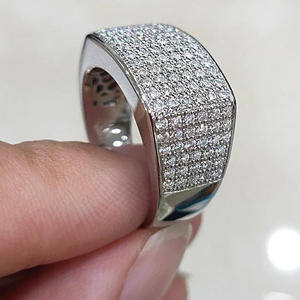Anillo de Diamantes de Oro Blanco para Hombre Q645, Corte Brillante Redondo, Color G Natural, Estilo Hiphop, Uso Diario - Product Image 3