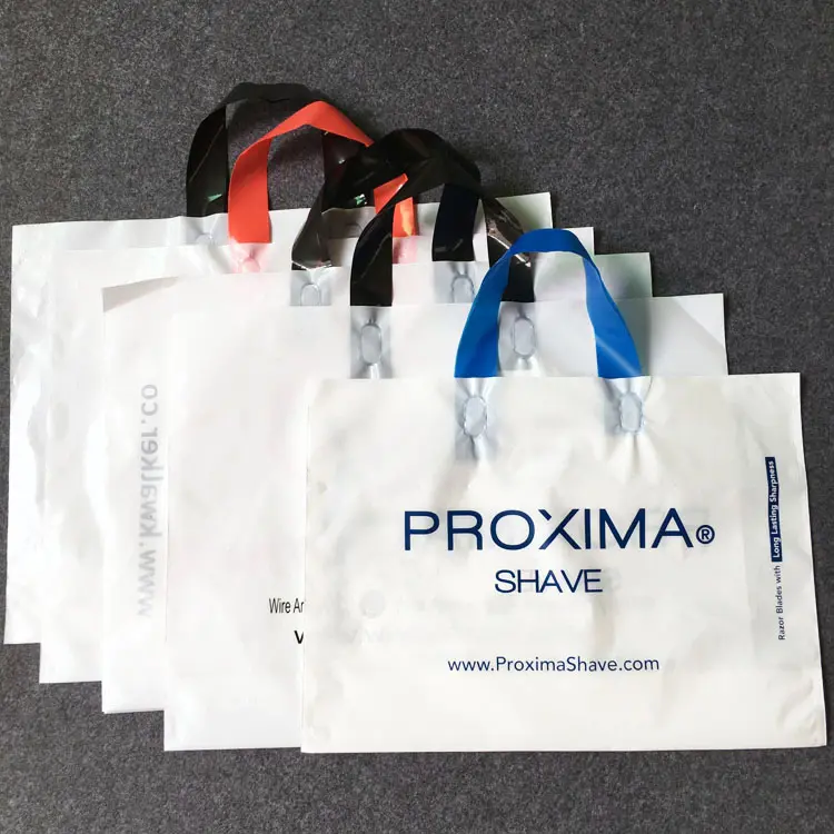 gift shop carry reusable eco-friendly ldpe custom own logo print bottom gusset plastic shopping bags with handle