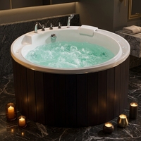 Baignoire ronde autoportante moderne en acrylique écologique avec hydromassage et drain pour appartement et villa