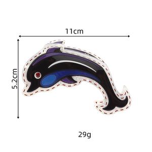 Pince à cheveux en acétate, design animalier mignon et simple, motifs tortue verte, pieuvre, dauphin, requin, thème océan - Product Image 3