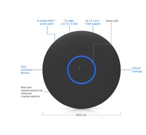 UBNT <strong>U7</strong>-<strong>Pro</strong>-XGS WiFi7 Access Point 8-Stream 10GbE Tri-Band Enterprise AP with 160m Coverage 500+ Clients Ceiling/<strong>Wall</strong> Mount - Product Image 1
