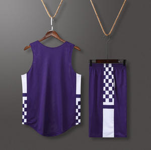 Ensemble de maillots de basket-ball à carreaux personnalisés, respirant, en maille, sans manches, uniforme d'entraînement unisexe - Product Image 6