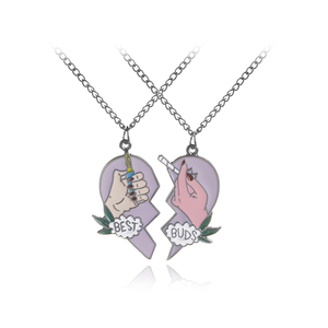 ZRM Set di 2 Collane con Ciondolo a Forma di Cuore Spezzato in Lega di Zinco, per Migliori Amici o Coppie - Product Image 1