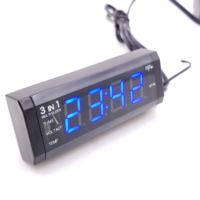 Auto Spannung meter Temperatur meter Uhr in Auto 12V 24V Universal LED Digital Voltmeter Blau Rot LED
