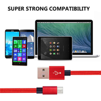 Kabel Data Transfer & Pengisian Daya USB Micro Berbahan Tembaga Murni 3ft 6ft 10ft dengan Jalinan Nilon untuk Android & Earphone & Komputer