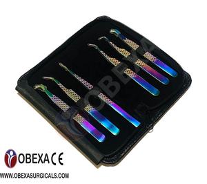 Kit de pince à épiler professionnel de haute qualité 6 pièces Diamond Grip Eye Lash Extension Kit complet en acier inoxydable multicolore cils - Product Image 3