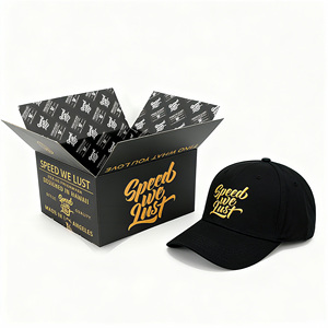 Caja de cartón de embalaje de gorra de lujo Premium, caja de envío de paquete corrugado negro, caja de gorra de béisbol personalizada - Product Image 3