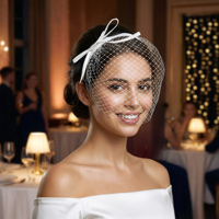 Voile de mariée court en satin élégant YouLaPan, voile en maille européen américain pour les fêtes de mariage MA23