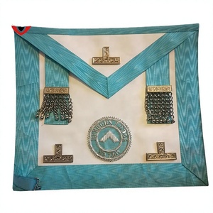Insignia de Maestro Venerable con Logotipo de Logia Bordado, Cuentas, Imán y Cuero, Personalizada para Promoción - Product Image 1